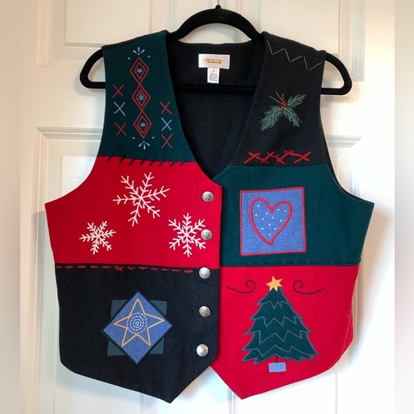 Talbots Woman’s Size L Vintage‎ Sleeveless Winter Christmas Holiday Vest 90’s - Picture 1 of 12